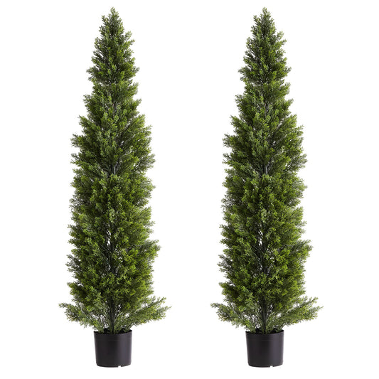 Artificial Topiary Cedar Trees, 2 Set 1524mm Faux Pine Shrubs Plants, Fake Silk Tree Look Real, Easy Assembly V952-XSRGXJS60YCXSMBHS001V0