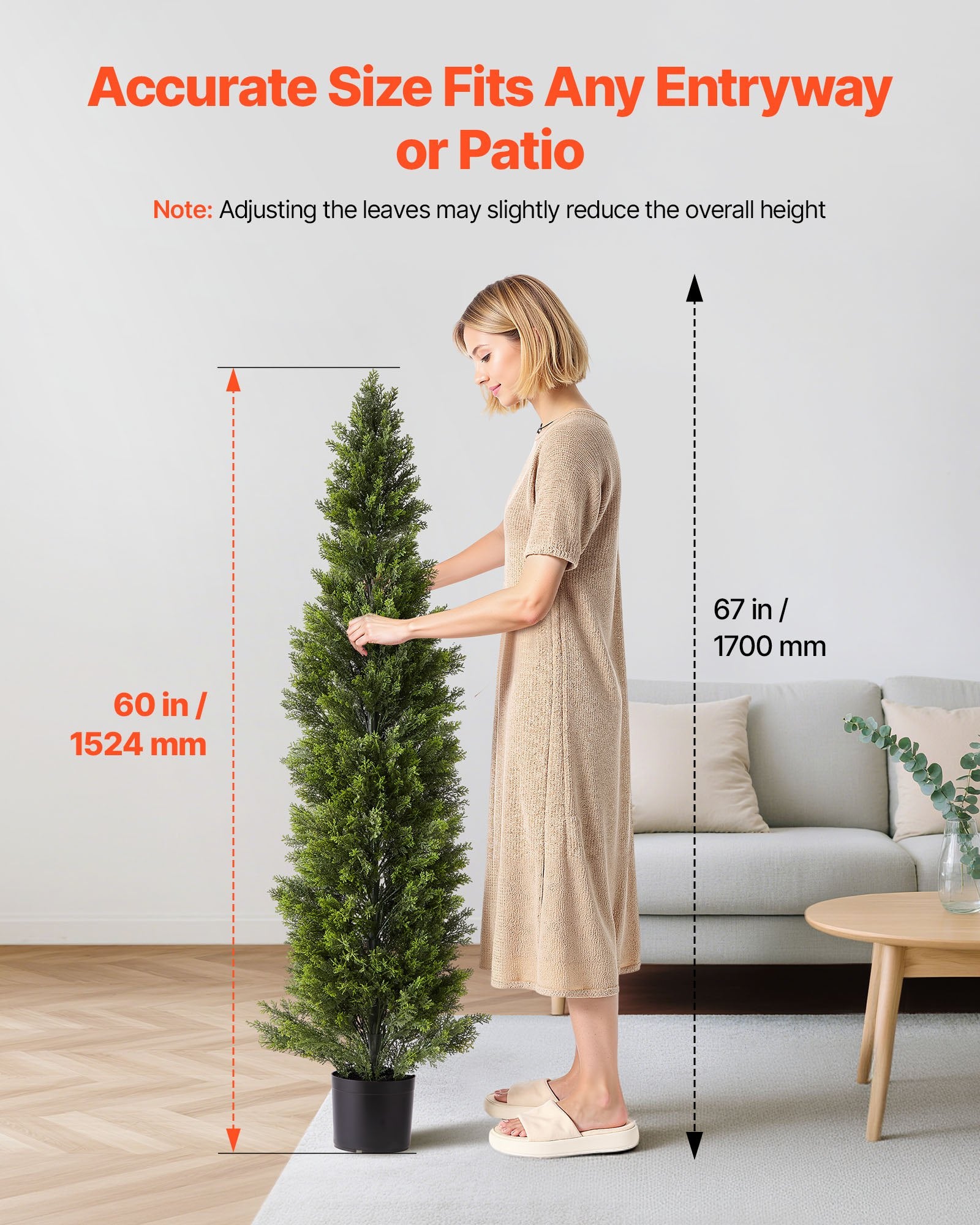 Artificial Topiary Cedar Trees, 2 Set 1524mm Faux Pine Shrubs Plants, Fake Silk Tree Look Real, Easy Assembly V952-XSRGXJS60YCXSMBHS001V0