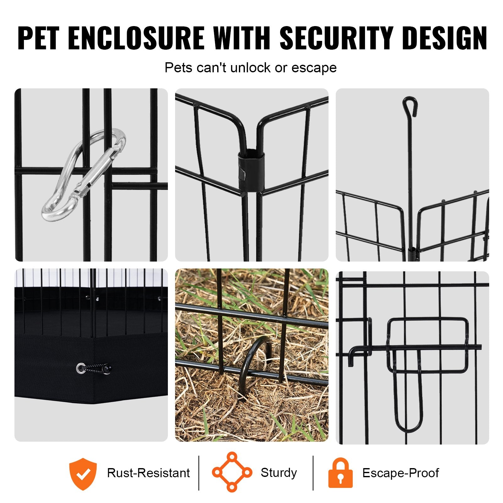 Dog Playpen, 8 Pcs 30"H x 24"W Panels Foldable Metal Pet Exercise Pen, Dog Fence Indoor and Outdoor Pen with V952-XSYDCWWLXTSD48O5RV0