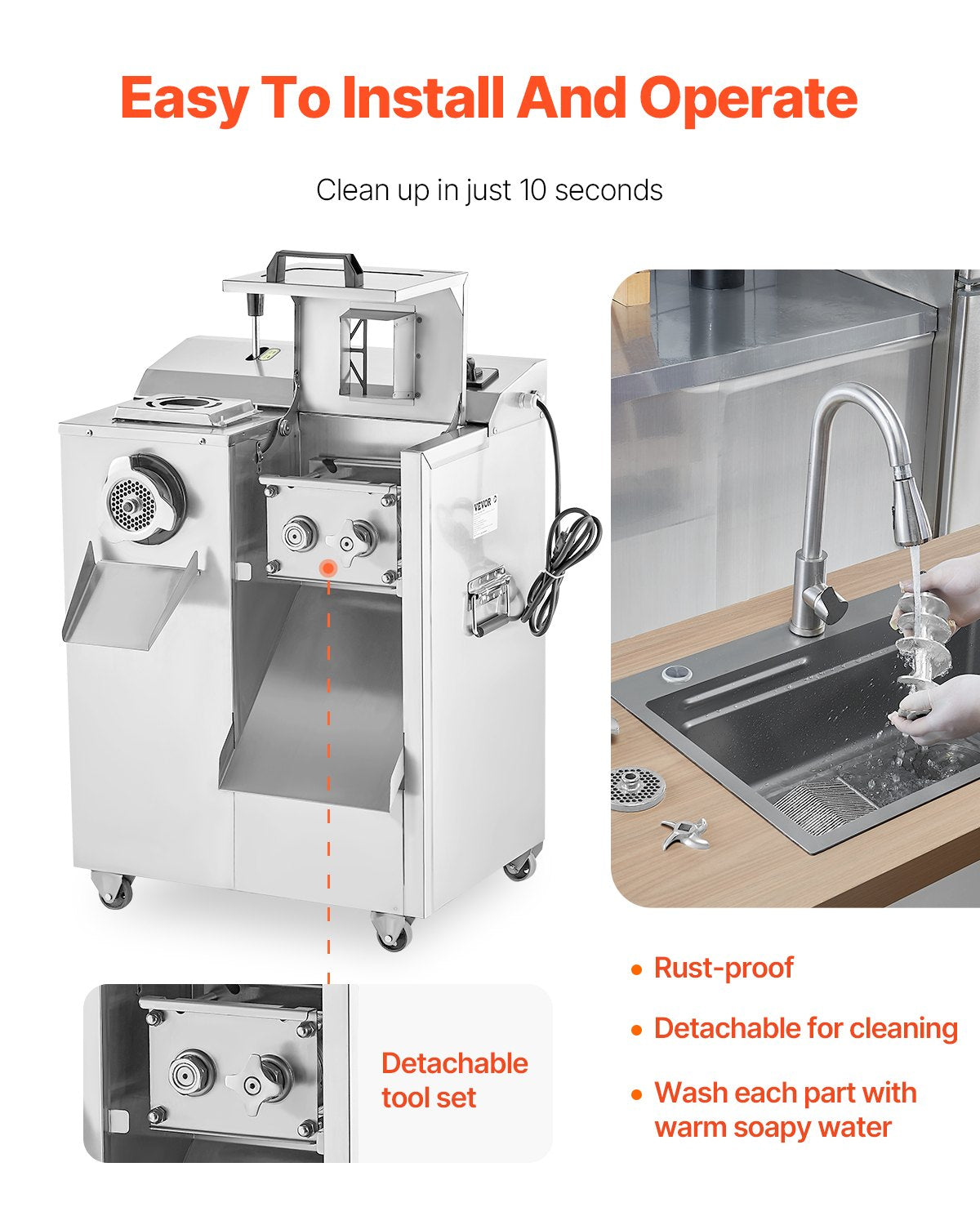 Commercial Electric Meat Grinder Slicer 6.35 kg/Min Sausage Stuffer Maker V952-XSYJQJJS3MM0Q3PJAV3