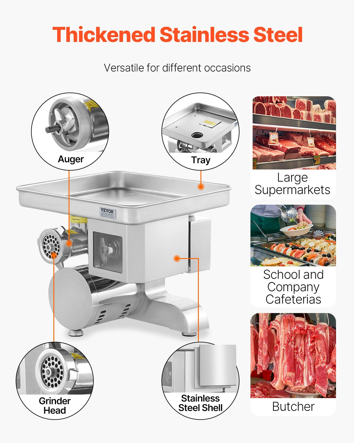 Commercial Electric Meat Grinder Slicer 4.99 kg/Min Sausage Stuffer Maker V952-XSYJQJTM5MM060HHOV3