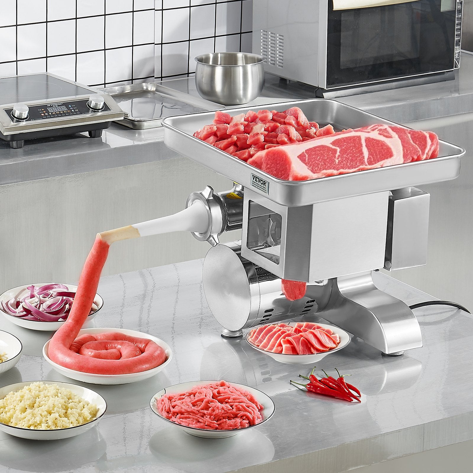 Commercial Electric Meat Grinder Slicer 4.99 kg/Min Sausage Stuffer Maker V952-XSYJQJTM5MM060HHOV3
