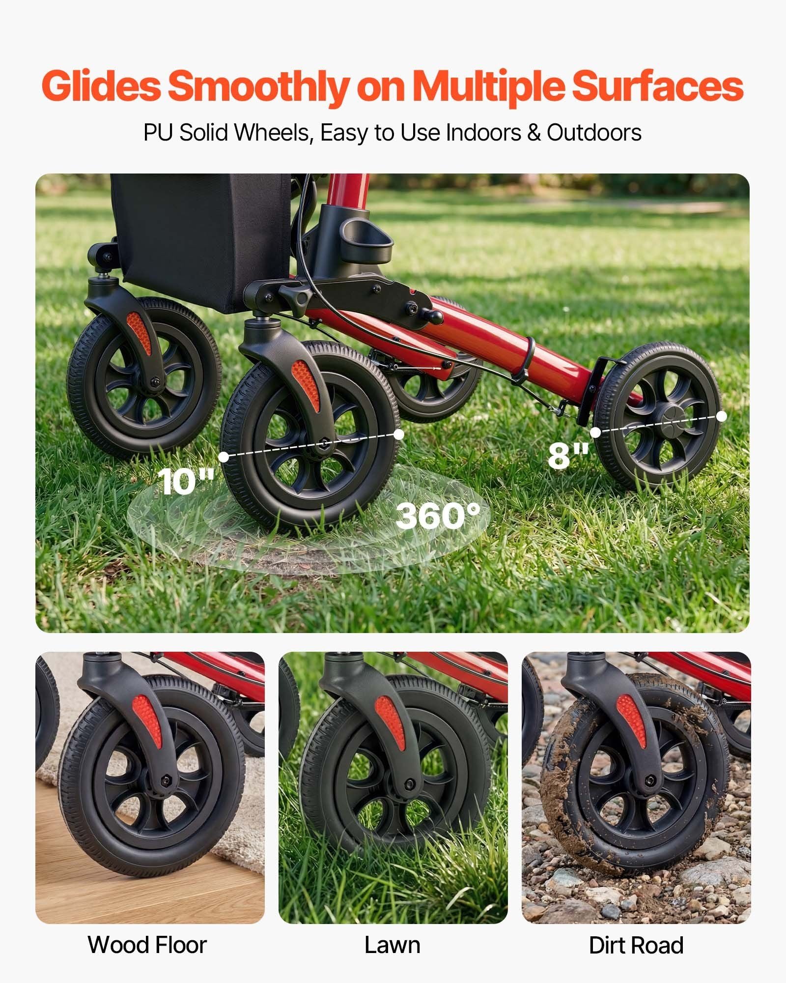 Rollator Walker with Seat for Seniors, Ultra Compact 3-Fold Rolling Walker, Lightweight Aluminum Mobility V952-XSZXQHSLHJQ1YKA5J001V0
