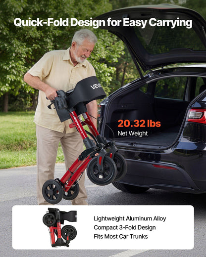 Rollator Walker with Seat for Seniors, Ultra Compact 3-Fold Rolling Walker, Lightweight Aluminum Mobility V952-XSZXQHSLHJQ1YKA5J001V0