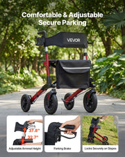 Rollator Walker with Seat for Seniors, Ultra Compact 3-Fold Rolling Walker, Lightweight Aluminum Mobility V952-XSZXQHSLHJQ1YKA5J001V0