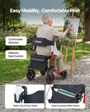 Rollator Walker with Seat for Seniors, Ultra Compact 3-Fold Rolling Walker, Lightweight Aluminum Mobility V952-XSZXQHSLHJQ1YKA5J001V0