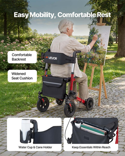 Rollator Walker with Seat for Seniors, Ultra Compact 3-Fold Rolling Walker, Lightweight Aluminum Mobility V952-XSZXQHSLHJQ1YKA5J001V0