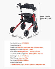 Rollator Walker with Seat for Seniors, Ultra Compact 3-Fold Rolling Walker, Lightweight Aluminum Mobility V952-XSZXQHSLHJQ1YKA5J001V0
