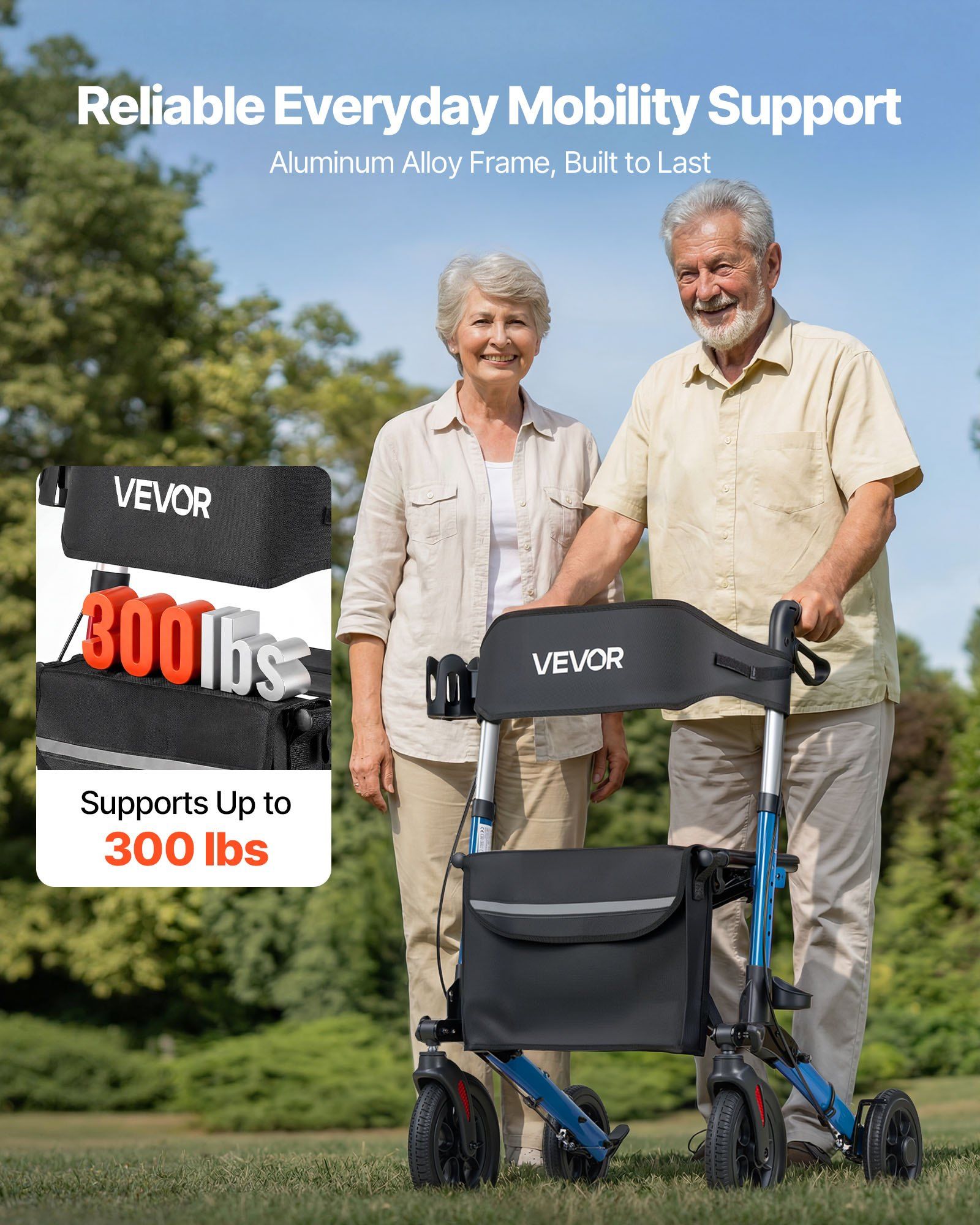 Rollator Walker with Seat for Seniors, Ultra Compact 3-Fold Rolling Walker, Lightweight Aluminum Mobility V952-XSZXQLSLHJQ145Q4C001V0