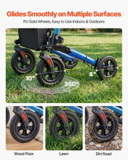 Rollator Walker with Seat for Seniors, Ultra Compact 3-Fold Rolling Walker, Lightweight Aluminum Mobility V952-XSZXQLSLHJQ145Q4C001V0