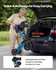 Rollator Walker with Seat for Seniors, Ultra Compact 3-Fold Rolling Walker, Lightweight Aluminum Mobility V952-XSZXQLSLHJQ145Q4C001V0