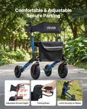 Rollator Walker with Seat for Seniors, Ultra Compact 3-Fold Rolling Walker, Lightweight Aluminum Mobility V952-XSZXQLSLHJQ145Q4C001V0