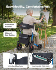Rollator Walker with Seat for Seniors, Ultra Compact 3-Fold Rolling Walker, Lightweight Aluminum Mobility V952-XSZXQLSLHJQ145Q4C001V0