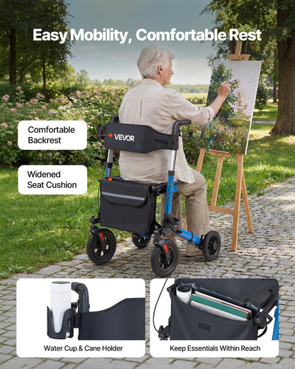 Rollator Walker with Seat for Seniors, Ultra Compact 3-Fold Rolling Walker, Lightweight Aluminum Mobility V952-XSZXQLSLHJQ145Q4C001V0