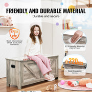 Kids Toy Storage Bench Wooden Toy Box Chest 38.98 x 15.55 x 18.9 in Gray V952-XTETCWDWHLBC7BJJOV0