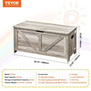 Kids Toy Storage Bench Wooden Toy Box Chest 38.98 x 15.55 x 18.9 in Gray V952-XTETCWDWHLBC7BJJOV0