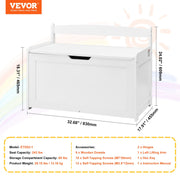 Kids Toy Storage Bench Wooden Toy Box Chest 32.68 x 17.91 x 24.02" White V952-XTETCWDYHLBC1UNIRV0
