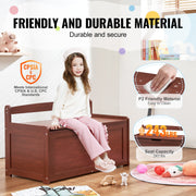 Kids Toy Storage Bench Wooden Toy Box Chest 32.68 x 17.91 x 24.02" Cherry V952-XTETCWDYHLBCRKUO3V0