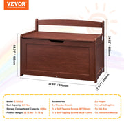 Kids Toy Storage Bench Wooden Toy Box Chest 32.68 x 17.91 x 24.02" Cherry V952-XTETCWDYHLBCRKUO3V0