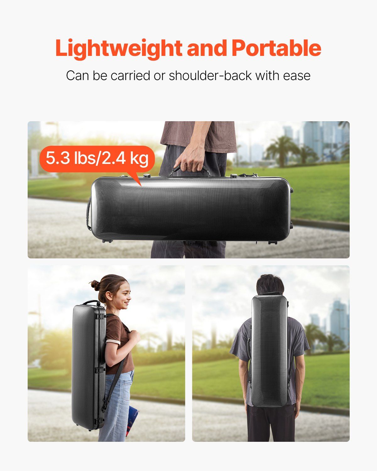 4/4 Full Size Violin Case, Built-in Hygrometer, Lightweight Portable Travel Carrying Bag, with Plush Lining, V952-XTQHZFXFHTXWTSD67001V0