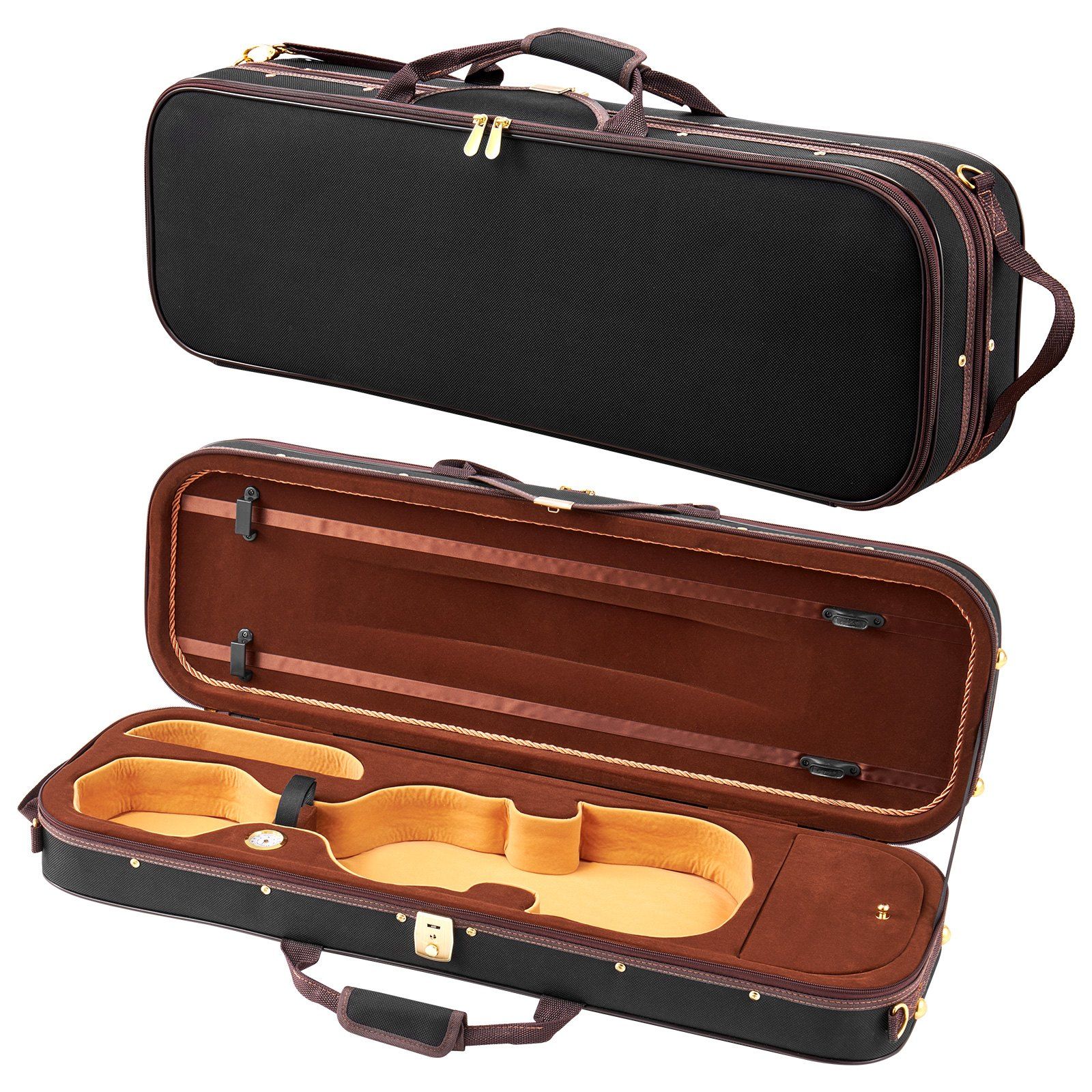 4/4 Full Size Violin Case, Built-in Hygrometer, Lightweight Portable Travel Carrying Bag, with Plush Lining, V952-XTQHZFXNLPMXVK7D4001V0