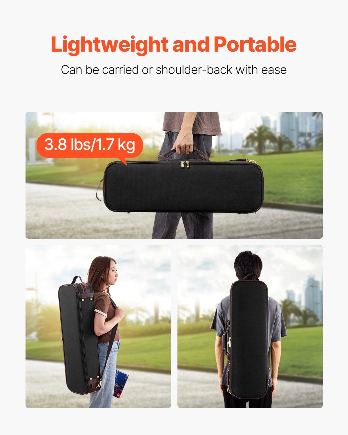 4/4 Full Size Violin Case, Built-in Hygrometer, Lightweight Portable Travel Carrying Bag, with Plush Lining, V952-XTQHZFXNLPMXVK7D4001V0