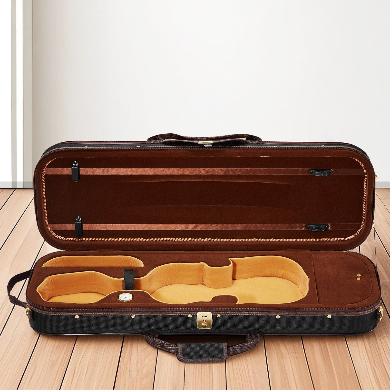 4/4 Full Size Violin Case, Built-in Hygrometer, Lightweight Portable Travel Carrying Bag, with Plush Lining, V952-XTQHZFXNLPMXVK7D4001V0