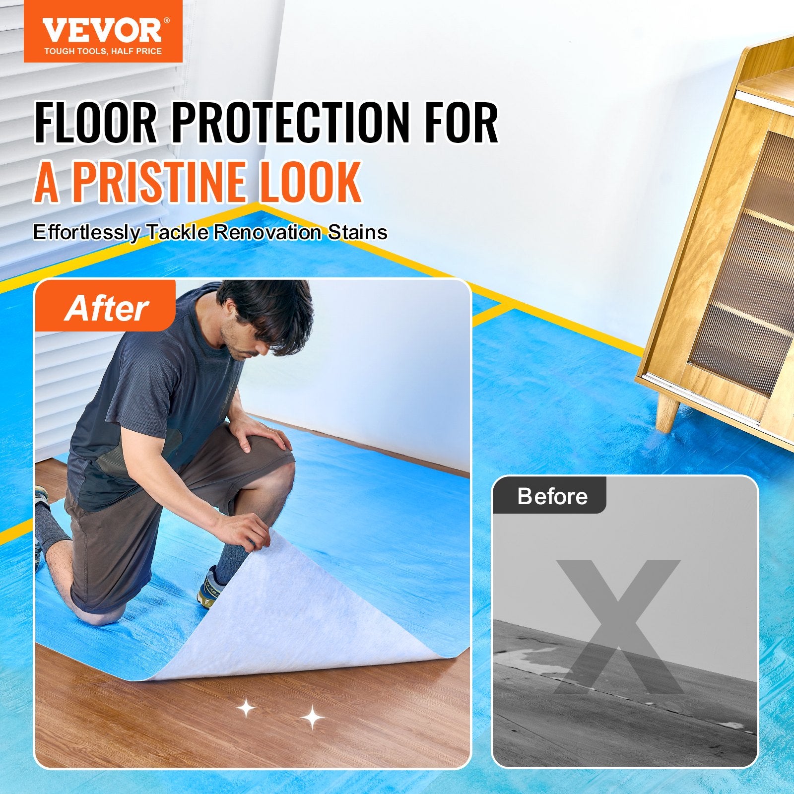 Carpet Protection Film, 40" x 84' Floor and Surface Shield, Easy to Cut Simple Installation, Fiber Fabric Car V952-XWFBBHMLS40YP8YQHV0