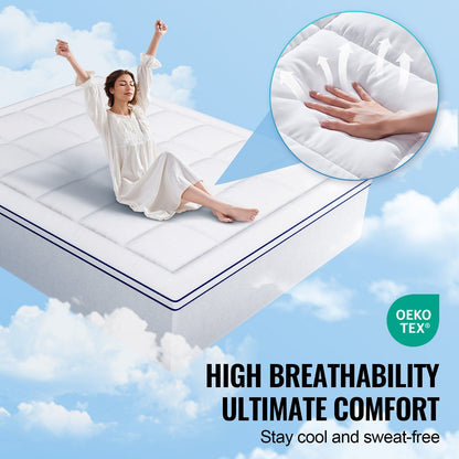 Mattress Topper, Queen Size, 25.4 mm Thickness, Fiber Fill Pad with Detachable & Washable, Comfortable, V952-XWTCD6080INCC3PJWV0