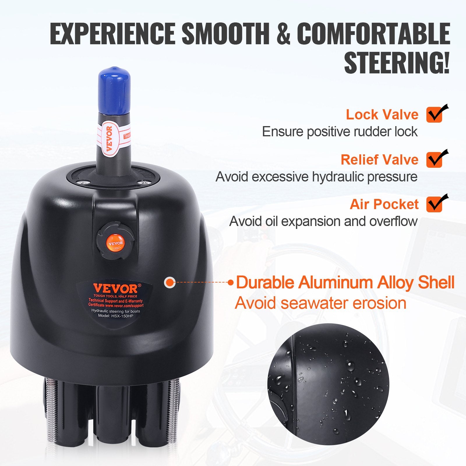 Hydraulic Outboard Steering Kit, 150HP, Marine Boat Hydraulic Steering System, with Helm Pump Two-Way Lock V952-XWYYFXBDJTJ1ISOVRV0
