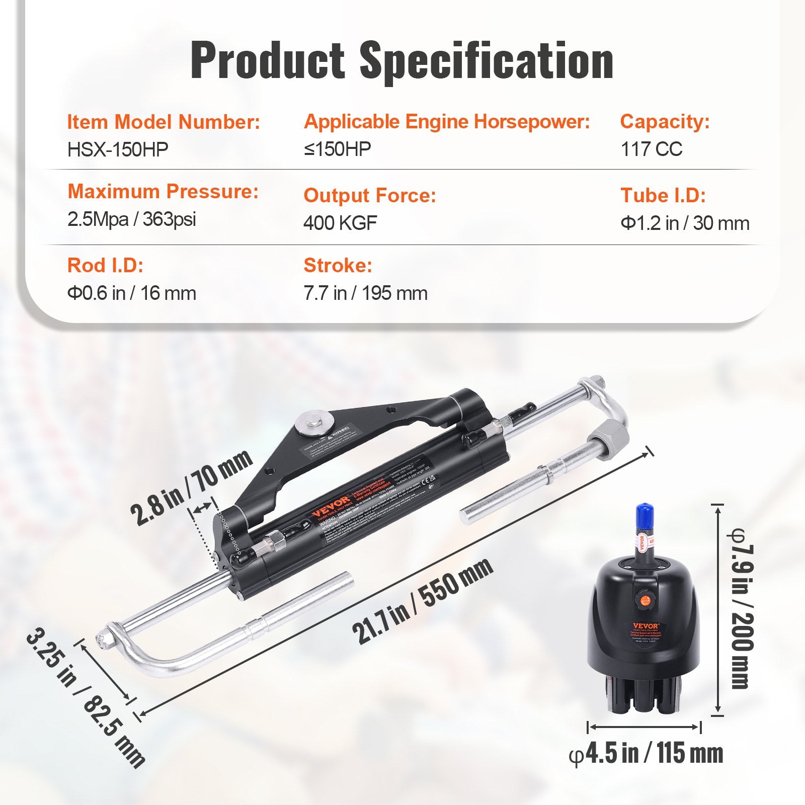 Hydraulic Outboard Steering Kit, 150HP, Marine Boat Hydraulic Steering System, with Helm Pump Two-Way Lock V952-XWYYFXBDJTJ1ISOVRV0