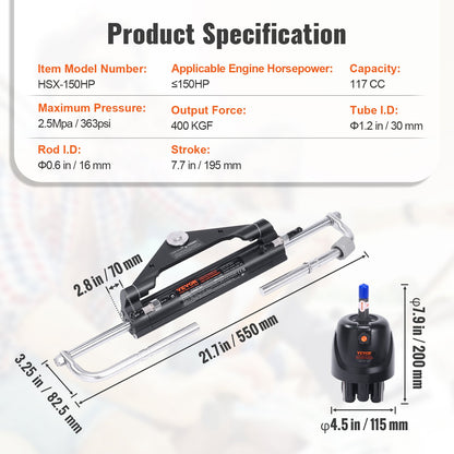 Hydraulic Outboard Steering Kit, 150HP, Marine Boat Hydraulic Steering System, with Helm Pump Two-Way Lock V952-XWYYFXBDJTJ1ISOVRV0