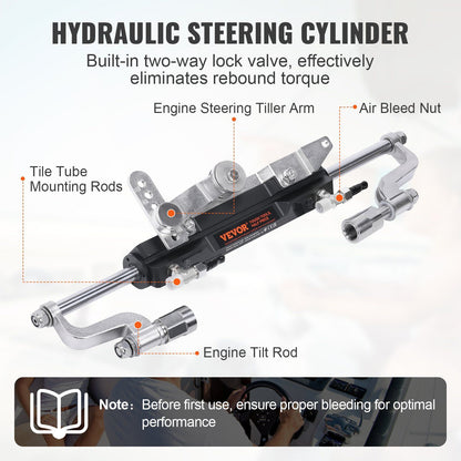 Hydraulic Outboard Steering Kit, 300HP, Marine Boat Hydraulic Steering System, with Helm Pump Two-Way Lock V952-XWYYFXBDJTJ37VR7HV0