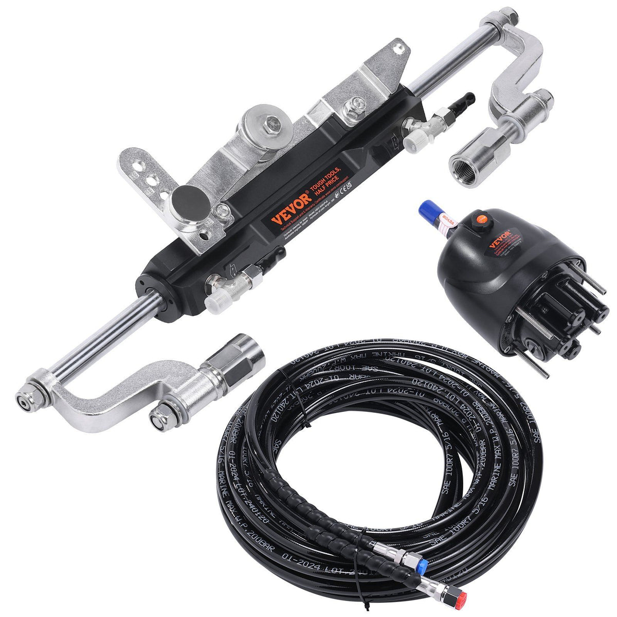 Hydraulic Outboard Steering Kit, 300HP, Marine Boat Hydraulic Steering System, with Helm Pump Two-Way Lock V952-XWYYFXBDJTJ37VR7HV0