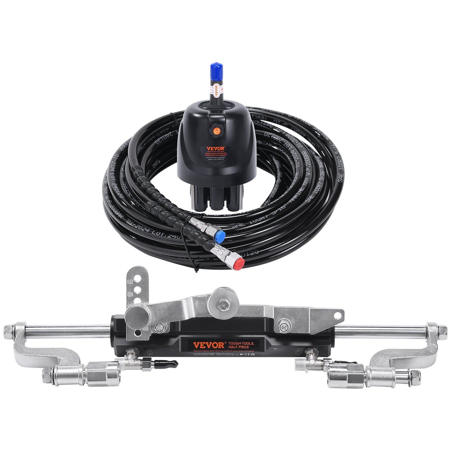 Hydraulic Outboard Steering Kit, 300HP, Marine Boat Hydraulic Steering System, with Helm Pump Two-Way Lock V952-XWYYFXBDJTJ37VR7HV0