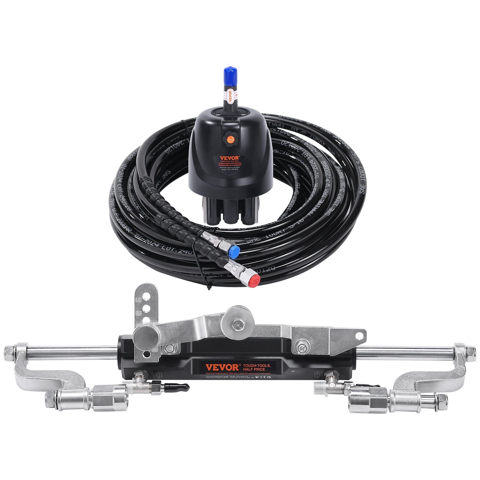 Hydraulic Outboard Steering Kit, 300HP, Marine Boat Hydraulic Steering System, with Helm Pump Two-Way Lock V952-XWYYFXBDJTJ37VR7HV0