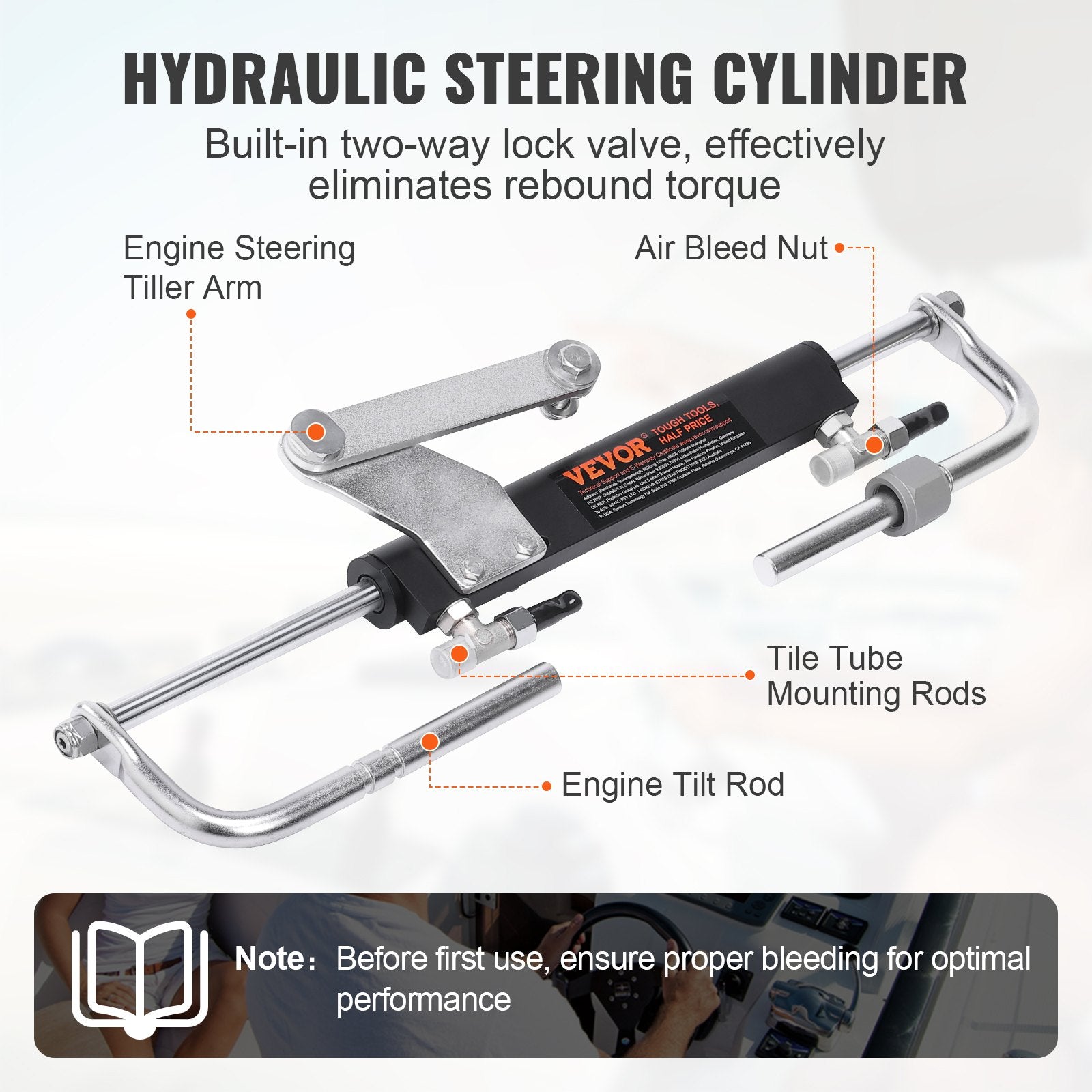 Hydraulic Outboard Steering Kit, 90HP, Marine Boat Hydraulic Steering System, with Helm Pump Two-Way Lock V952-XWYYFXBDJTJ9ZJQR3V0