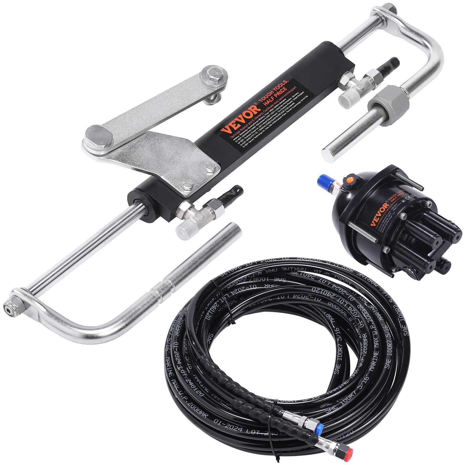 Hydraulic Outboard Steering Kit, 90HP, Marine Boat Hydraulic Steering System, with Helm Pump Two-Way Lock V952-XWYYFXBDJTJ9ZJQR3V0