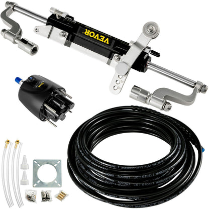 Hydraulic Steering Kit 300HP Hydraulic Steering Compact Cylinder Hydraulic Outboard Steering Kit with Helm V952-XWYYFXBTJ300HP001V0