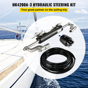 Hydraulic Steering Kit 300HP Hydraulic Steering Compact Cylinder Hydraulic Outboard Steering Kit with Helm V952-XWYYFXBTJ300HP001V0
