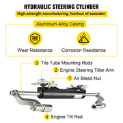 Hydraulic Steering Kit 300HP Hydraulic Steering Compact Cylinder Hydraulic Outboard Steering Kit with Helm V952-XWYYFXBTJ300HP001V0