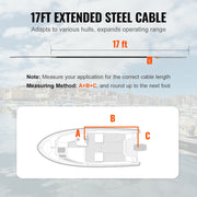 Boat Steering Cable, 17 Feet Outboard Marine Rotary Steering Cable, 1/2 Ton High Tensile Strength, Steel V952-XWZXDLXWZXPJDR7EXV0