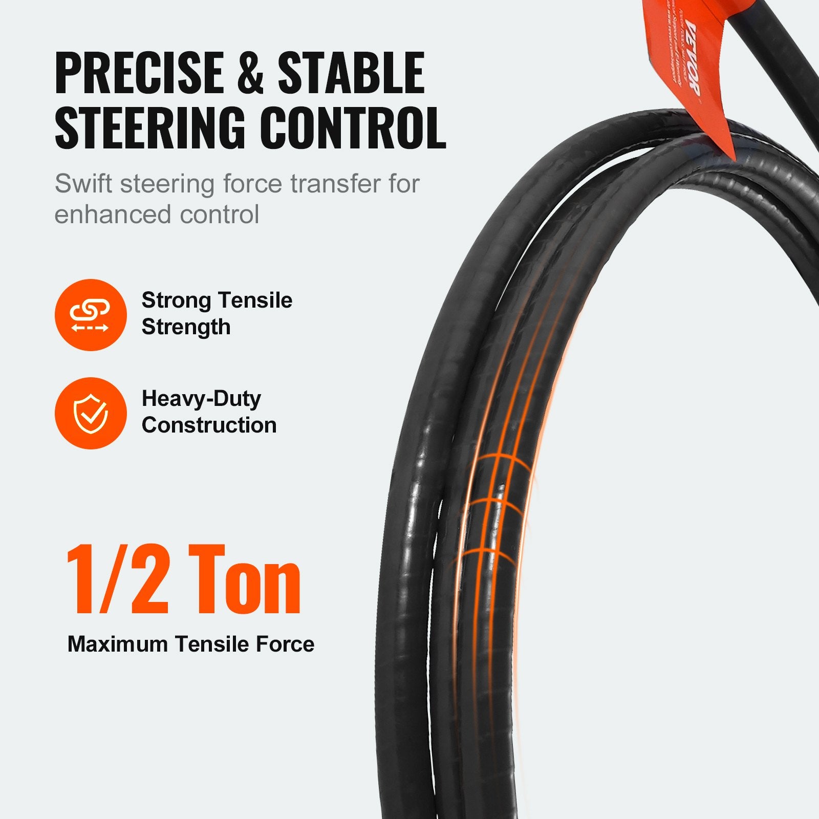 Boat Steering Cable, 17 Feet Outboard Marine Rotary Steering Cable, 1/2 Ton High Tensile Strength, Steel V952-XWZXDLXWZXPJDR7EXV0