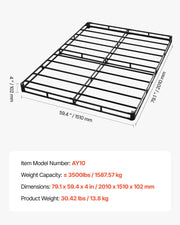 Box Spring, Queen Size Bed Frame with Washable Fabric Cloth, Heavy Duty Metal Frame for Queen Bed, 102 mm V952-XXDH795954IN5Q66G001V0