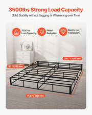 Box Spring, King Size Bed Frame with Washable Fabric Cloth, Heavy Duty Metal Frame for King Bed, 230 mm V952-XXDH80769INC77UZP001V0