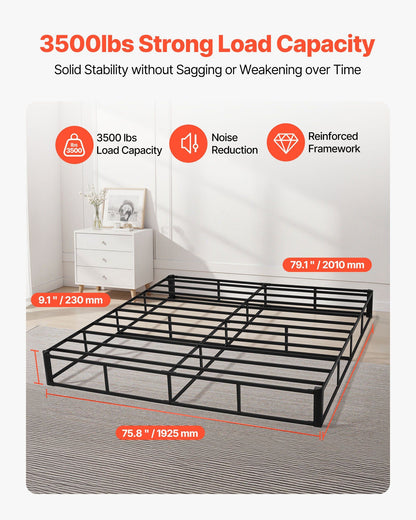 Box Spring, King Size Bed Frame with Washable Fabric Cloth, Heavy Duty Metal Frame for King Bed, 230 mm V952-XXDH80769INC77UZP001V0