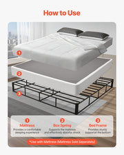 Box Spring, King Size Bed Frame with Washable Fabric Cloth, Heavy Duty Metal Frame for King Bed, 230 mm V952-XXDH80769INC77UZP001V0