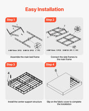 Box Spring, King Size Bed Frame with Washable Fabric Cloth, Heavy Duty Metal Frame for King Bed, 230 mm V952-XXDH80769INC77UZP001V0