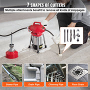 Drain Cleaner Machine 66FT x 5/8In 250W Sectional Snake Auger Manual Feed V952-XXFDGDSTJ250OF30KV3