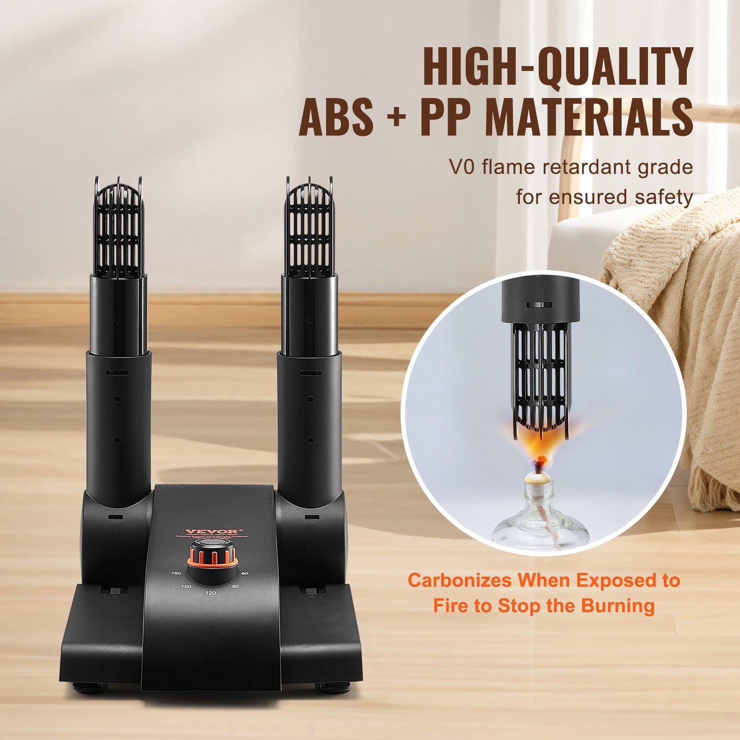 Foldable 2-Tube Shoe Dryer Boot Dryer with Heat Blower Black & Orange V952-XXHGJ2GWFSHG5G577V3